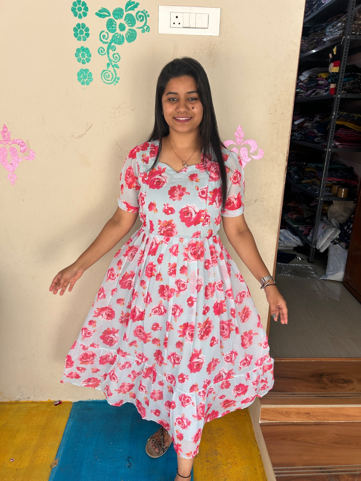Georgette Floral Frock GFF05