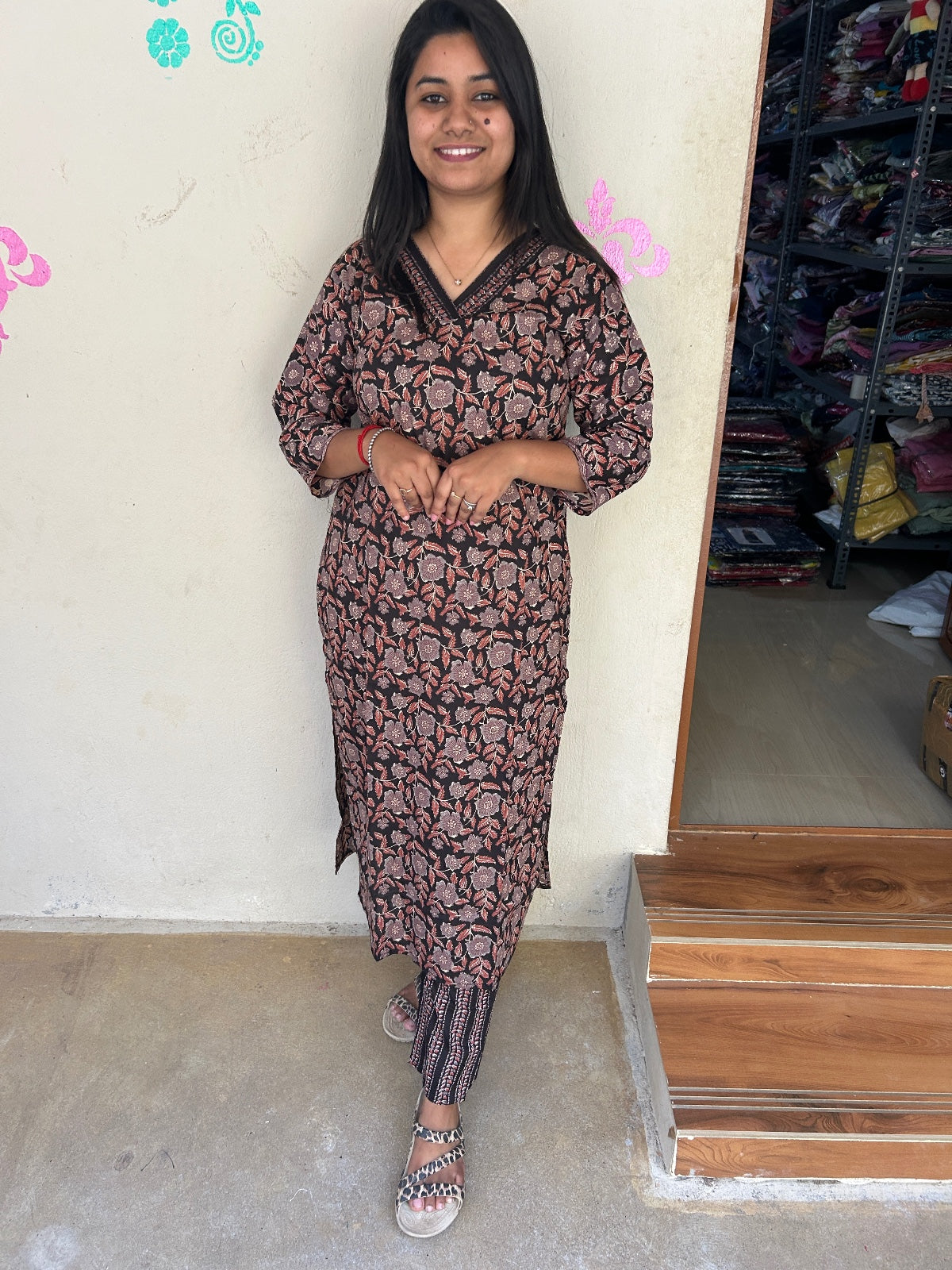 V neck Kurthi with Pant ALN19