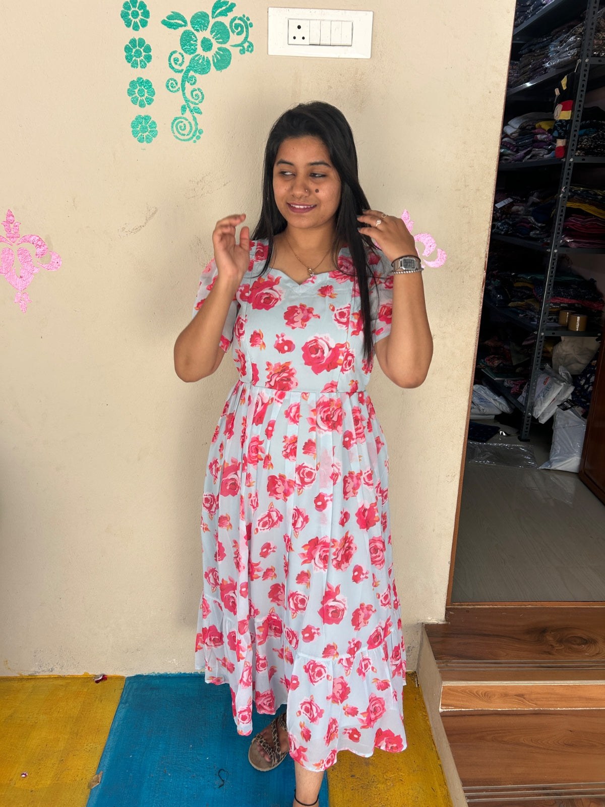 Georgette Floral Frock GFF05