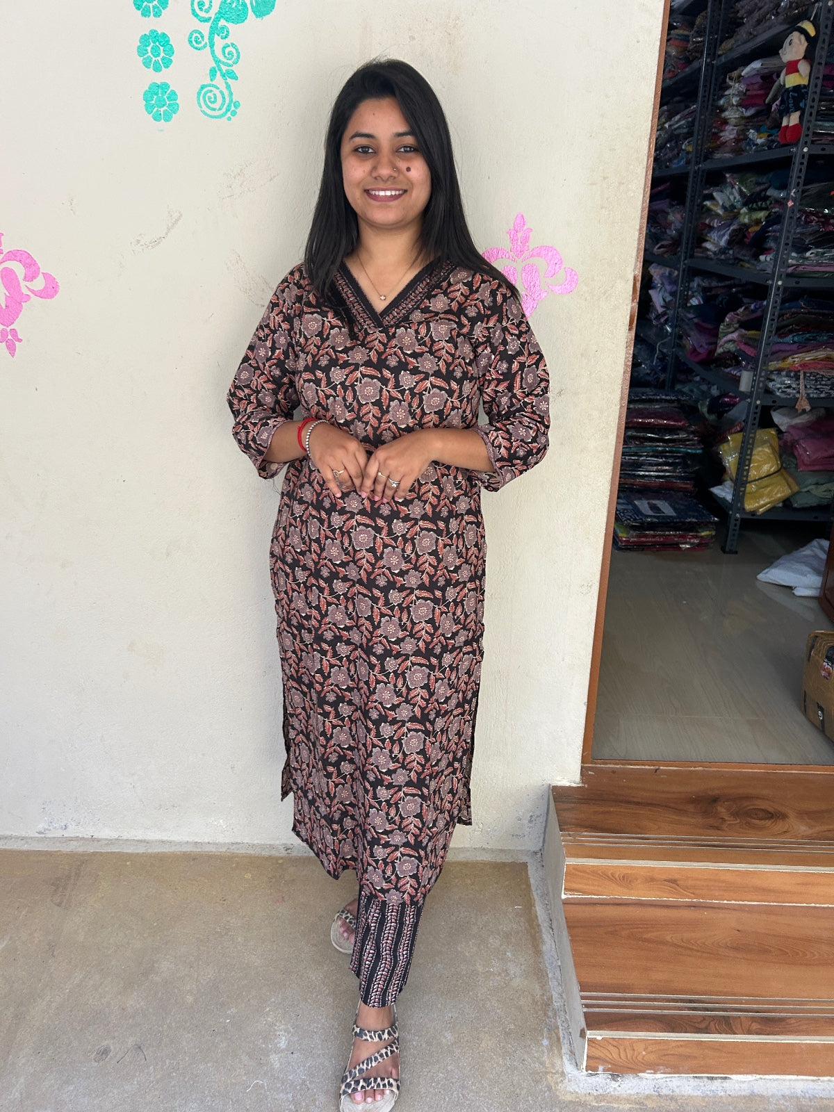 V neck Kurthi with Pant ALN19