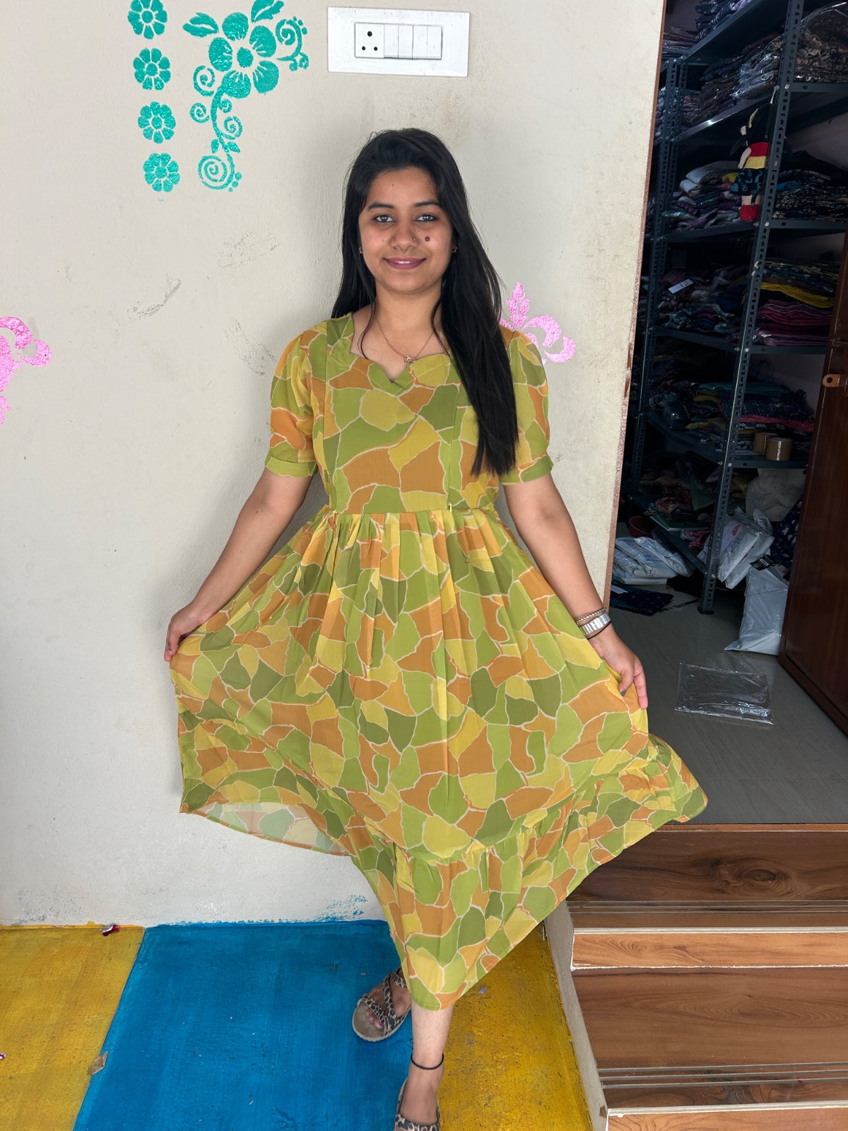 Georgette Floral Frock GFF07