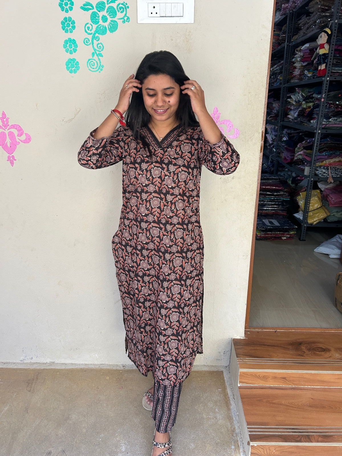 V neck Kurthi with Pant ALN19