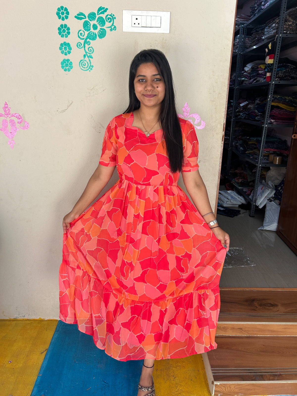 Georgette Floral Frock GFF09 - PRE BOOKING 5 DAYS