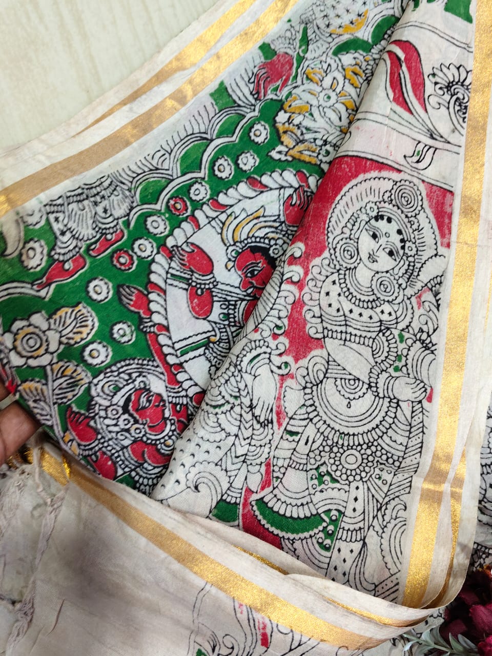 Kalamkari Zari Boarder Duppata KZD09