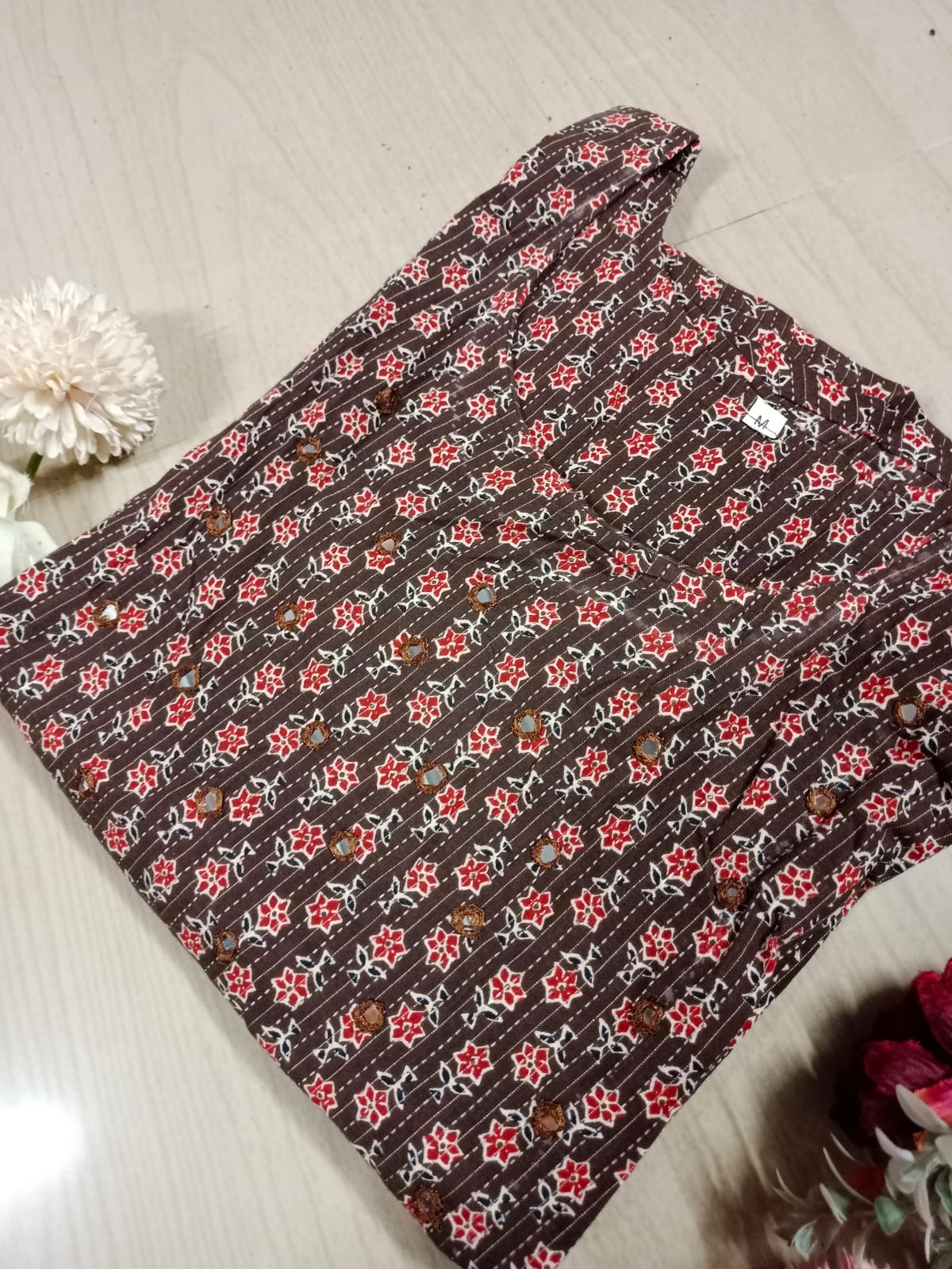 Cotton Mirror Work A Line Frock - CAF10