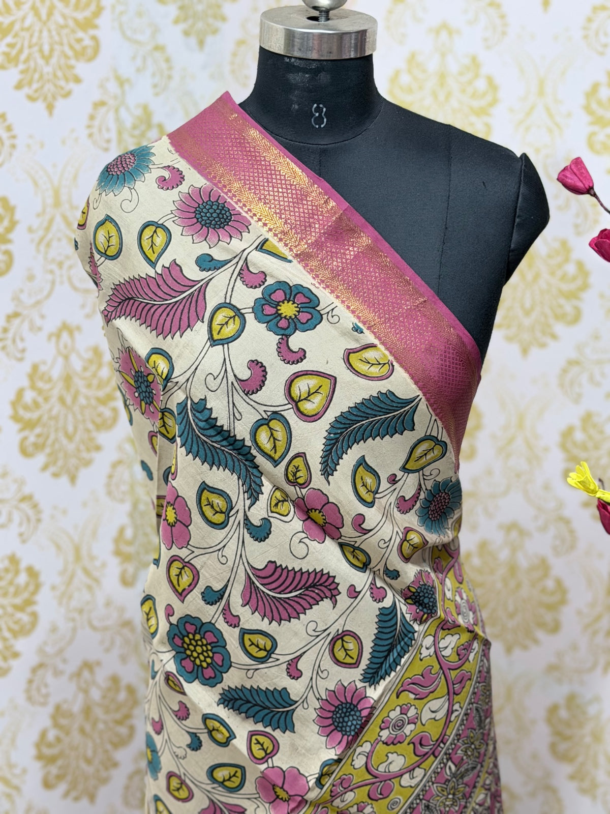 Kalamkari Zari Border Duppata KZD01