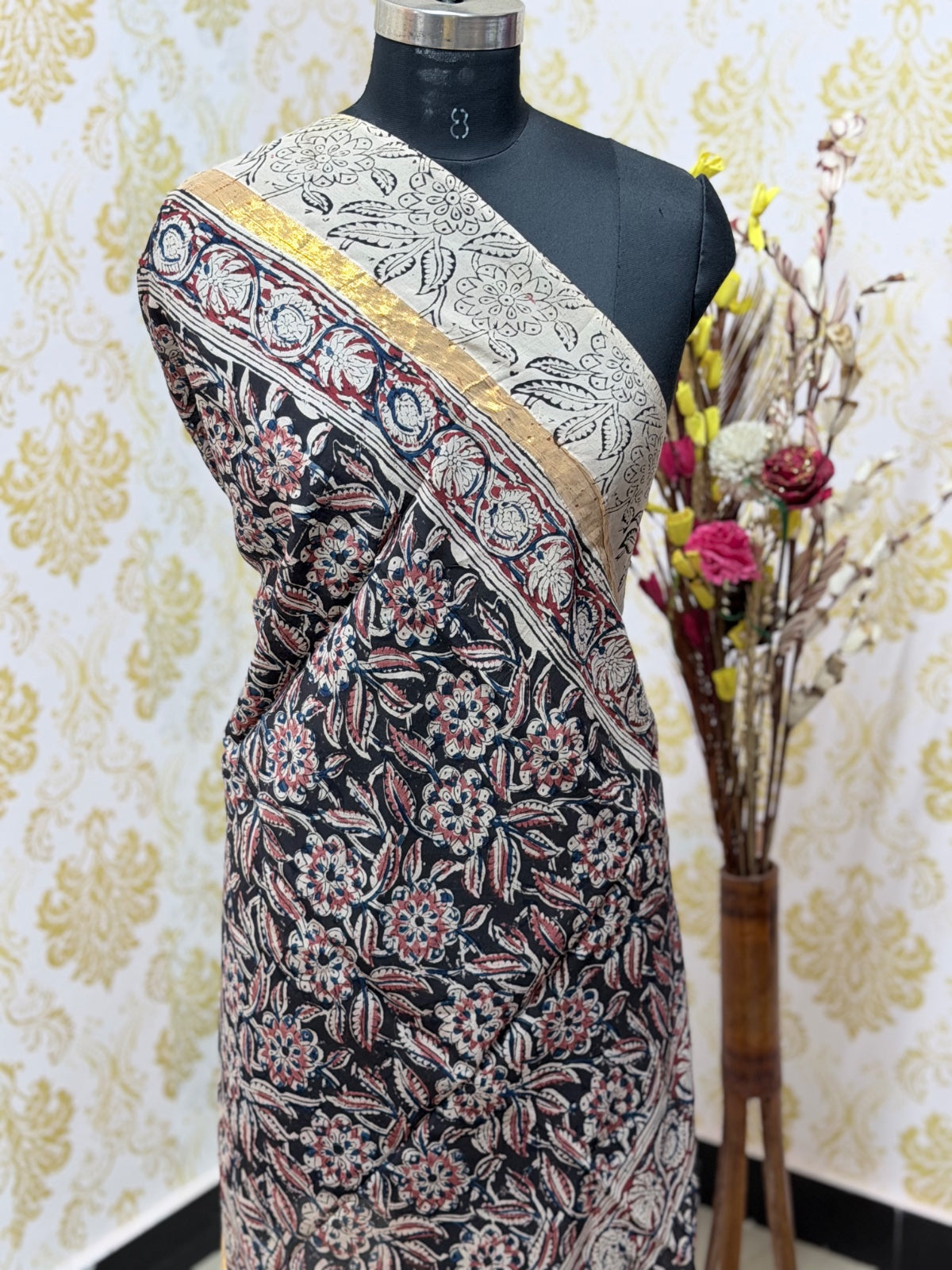 Kalamkari Zari Border Duppata KZD11