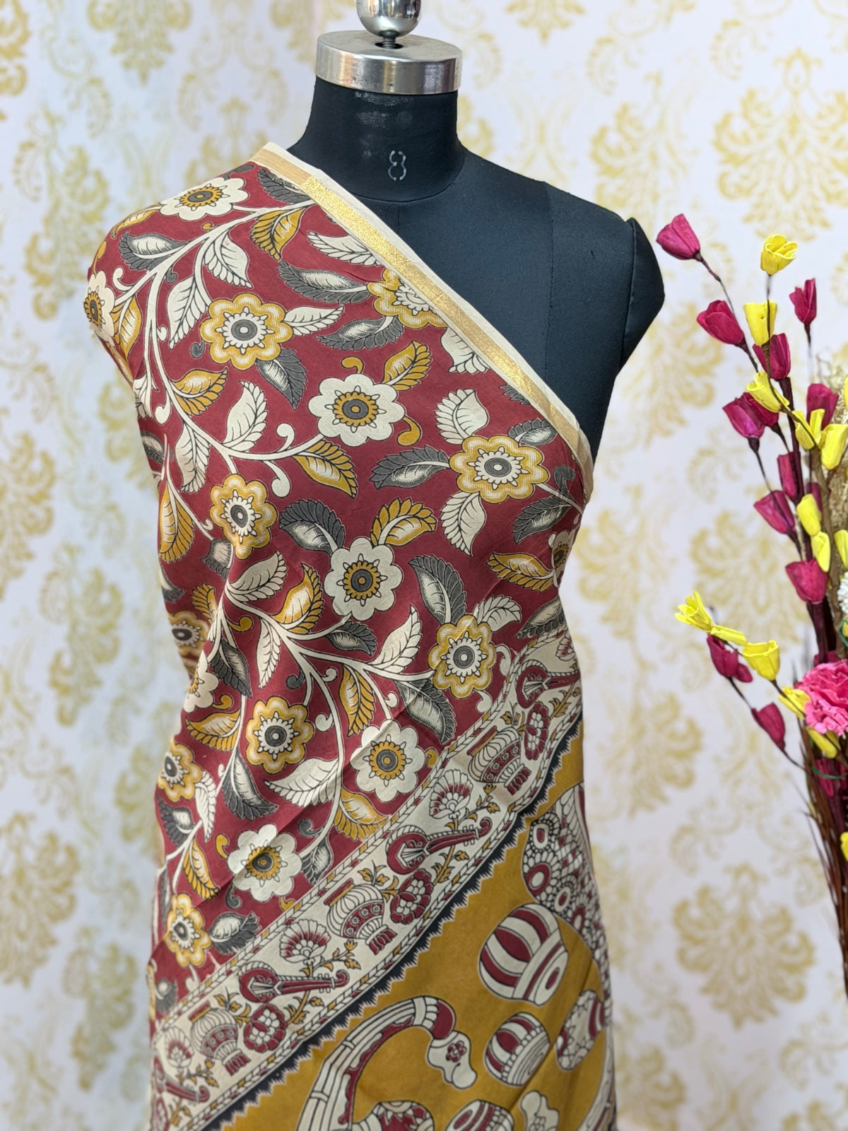 Kalamkari Zari Border Duppata KZD20