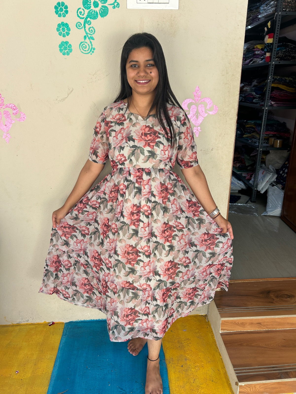 Georgette Floral Frock GFF04