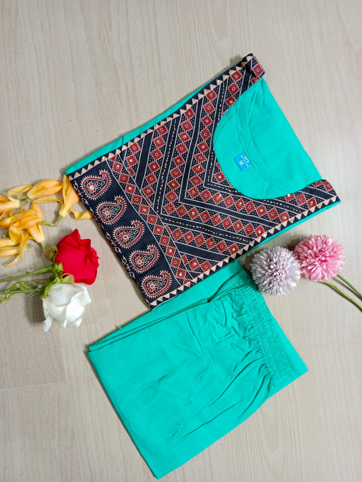 Gamthi Print Kurti - GPK19 sets colour same but each set have diff in chest print so lil may vary in the prints , No returns will be accepted for that changes