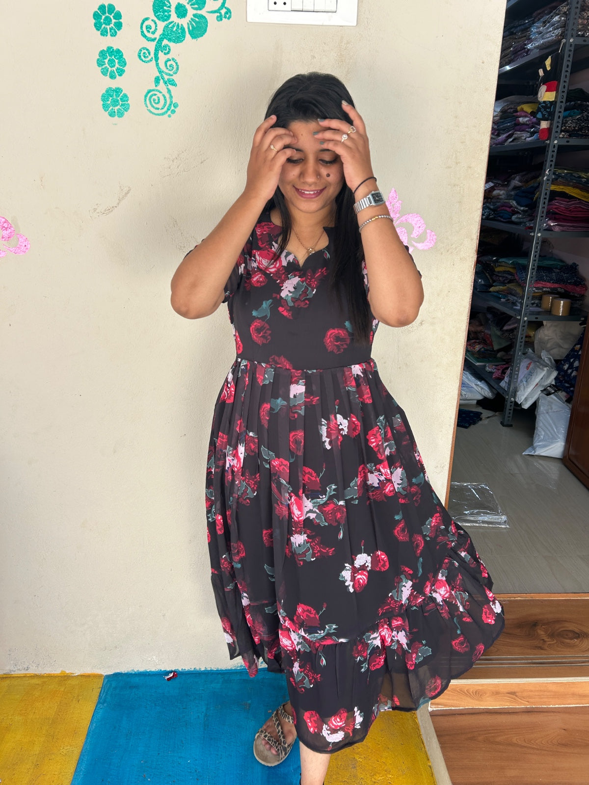 Georgette Floral Frock GFF08