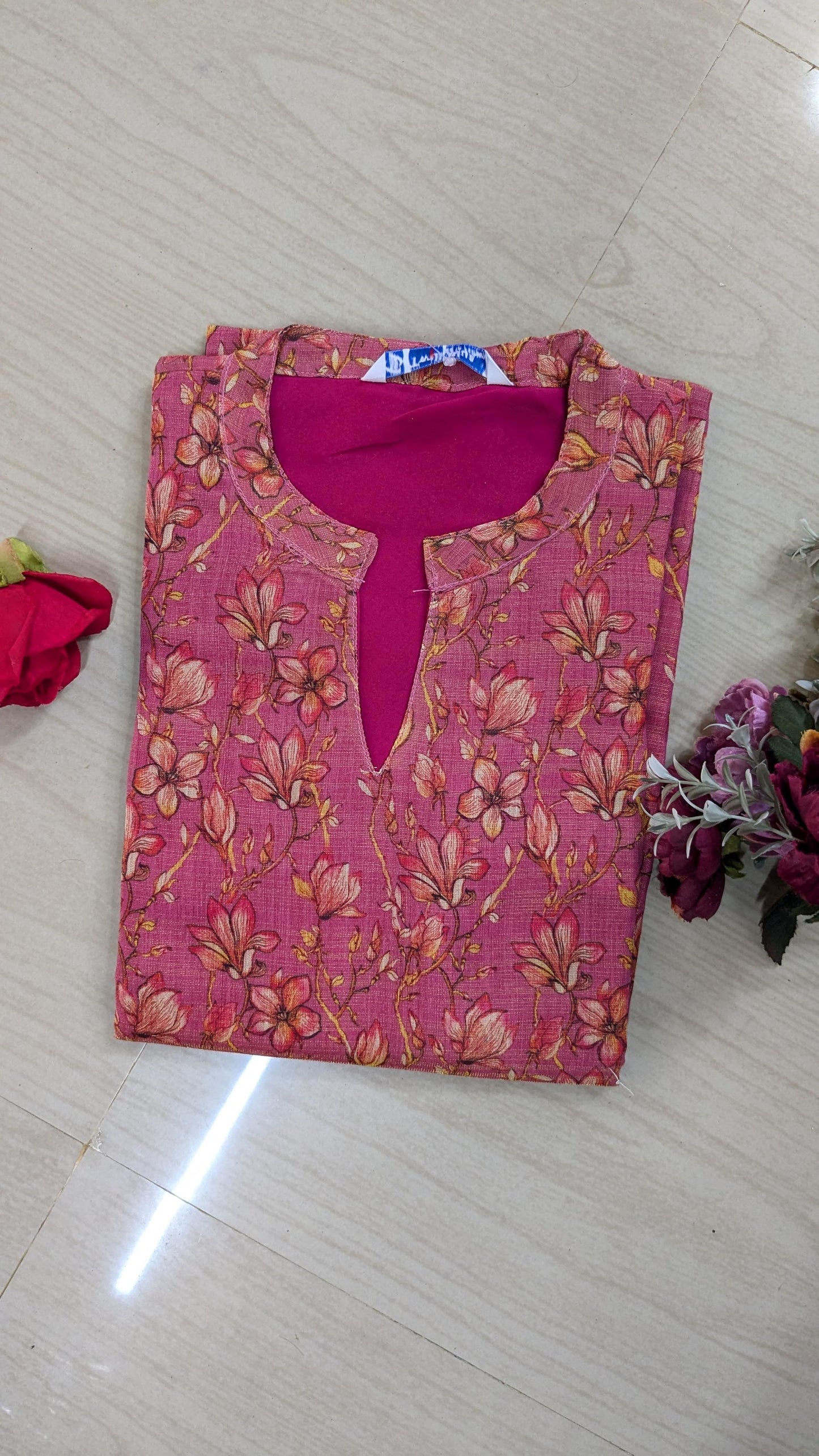 Floral Tissue Kurti - FTK10