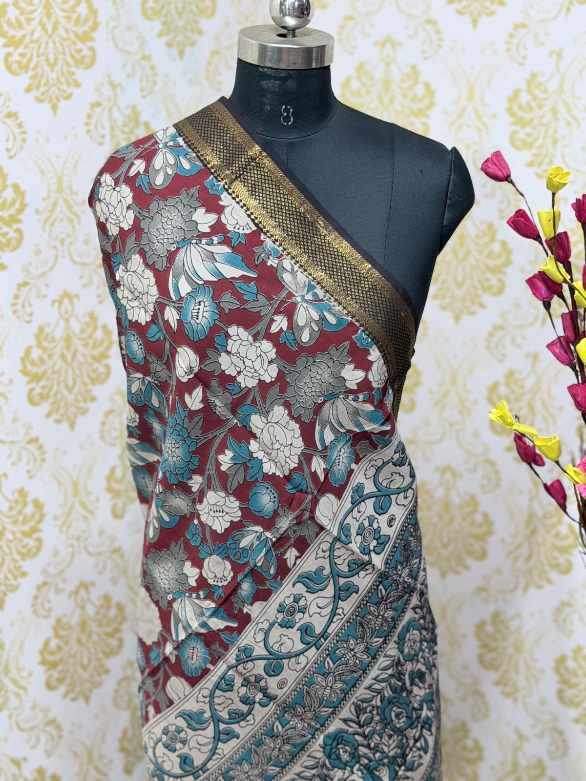 Kalamkari Zari Border Duppata KZD10