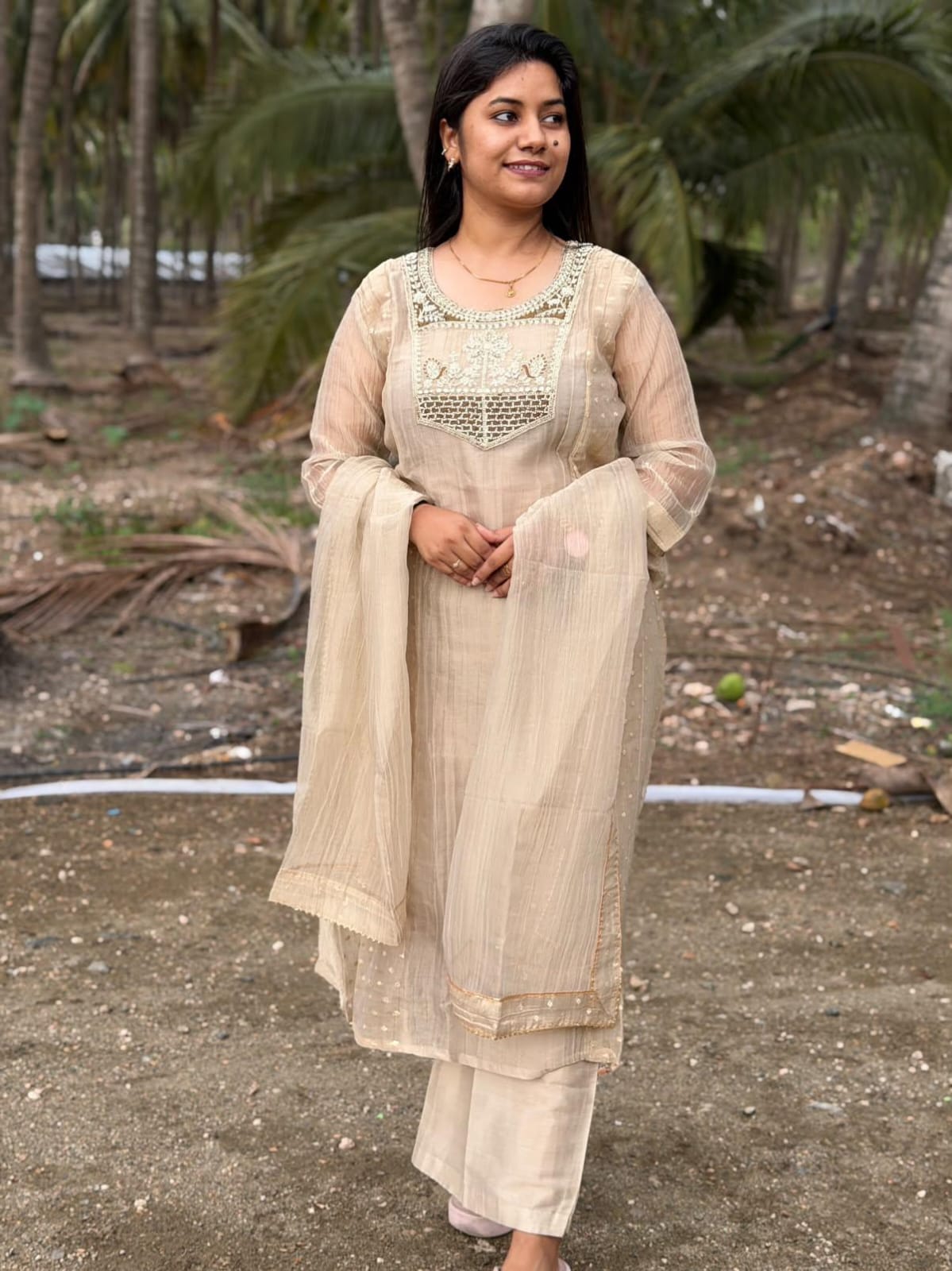 Premium Crushed Tissue Kurti Set EW129