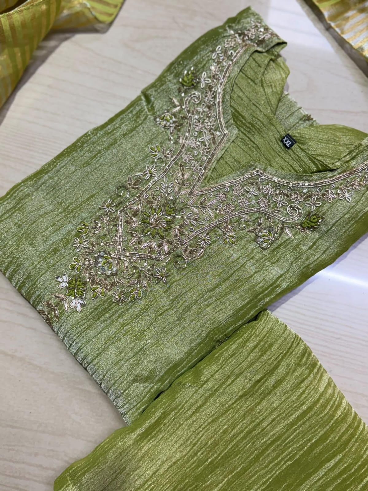 Premium Crushed Tissue Kurti Set EW130
