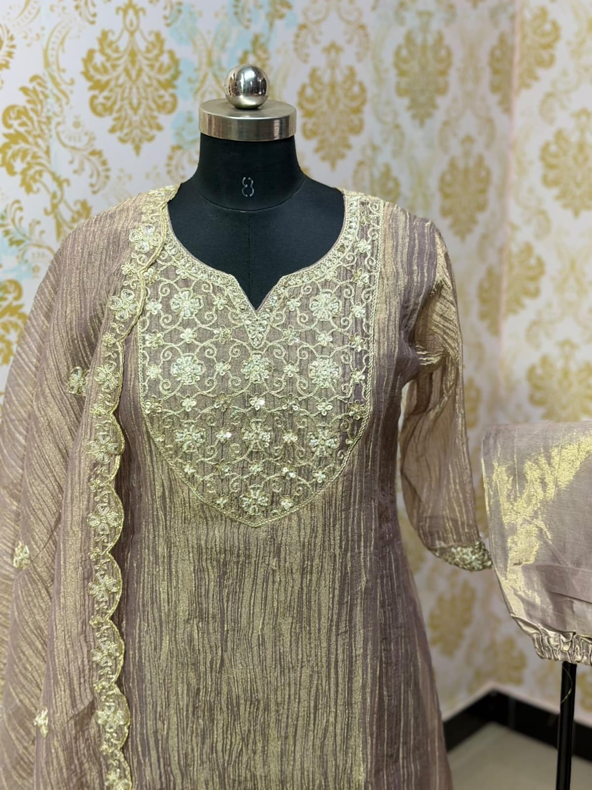 Premium Crushed Tissue Kurti Set EW135