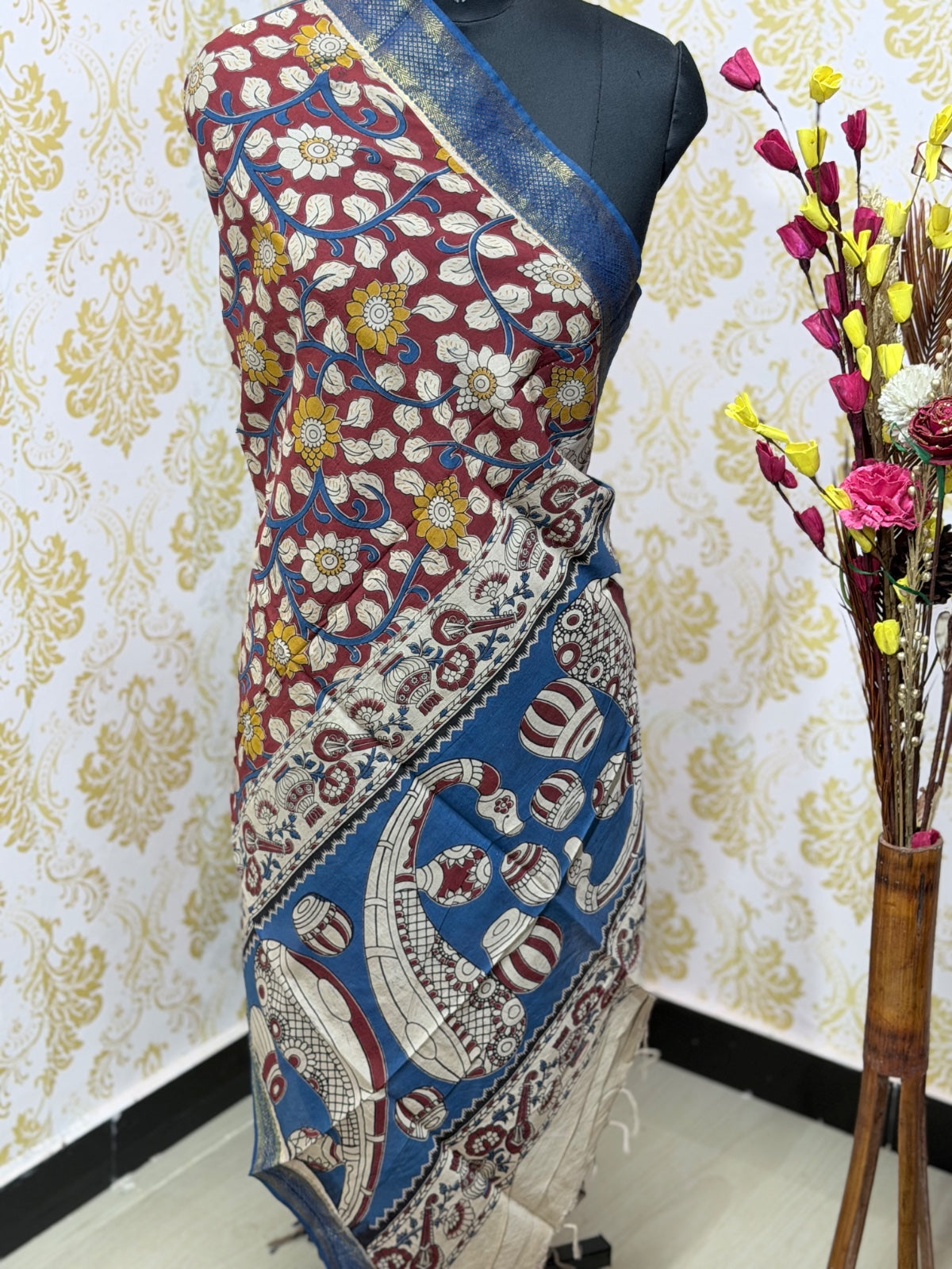 Kalamkari Zari Border Duppata KZD13