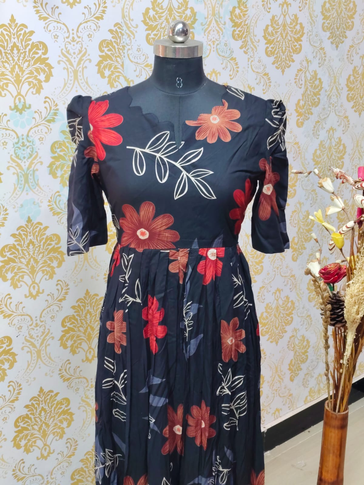 Premium Rayon Floral Frock - CFF114