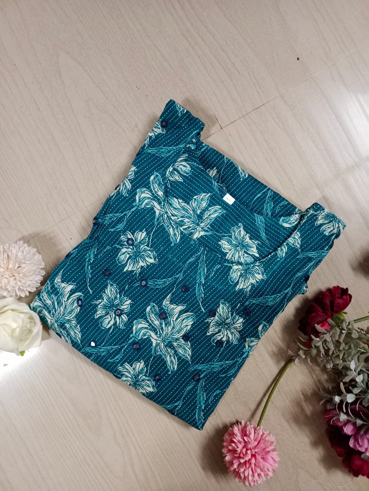 Cotton Mirror Work A Line Frock - CAF13