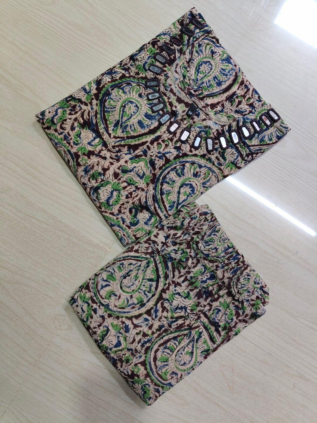 Kalamkari Kurti With Phant PKA19