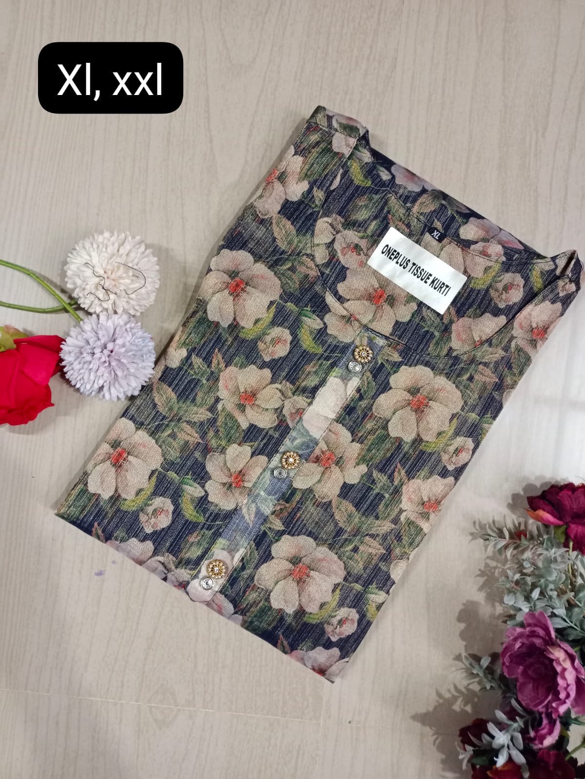 Floral Tissue Kurti - FTK19
