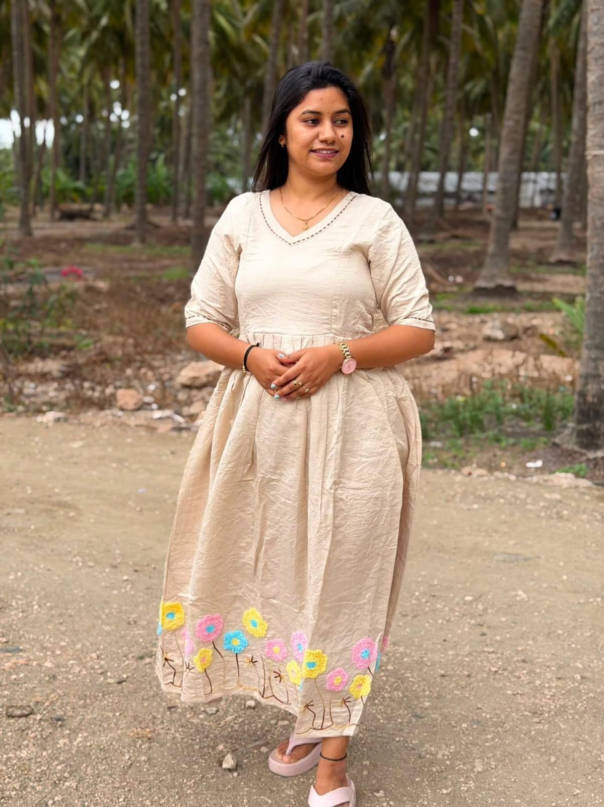 Chanderi Floral Frock - CFF217