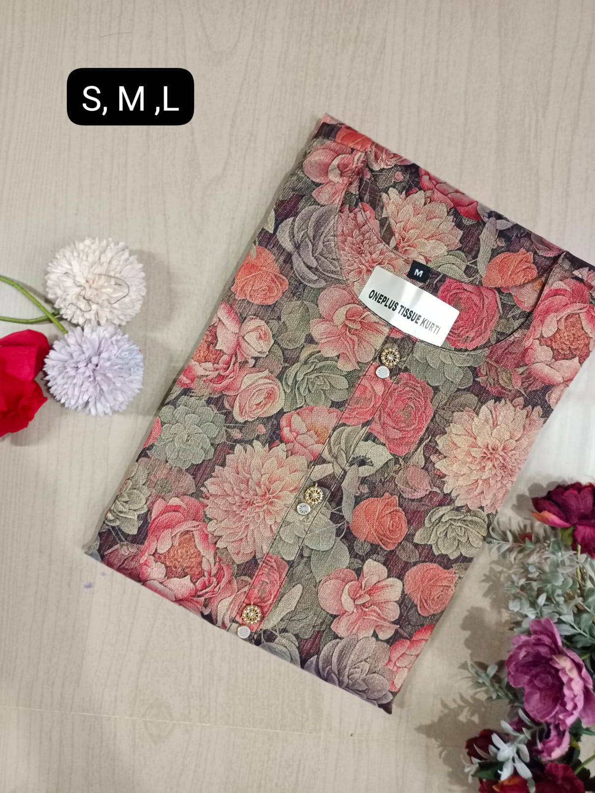 Floral Tissue Kurti - FTK22