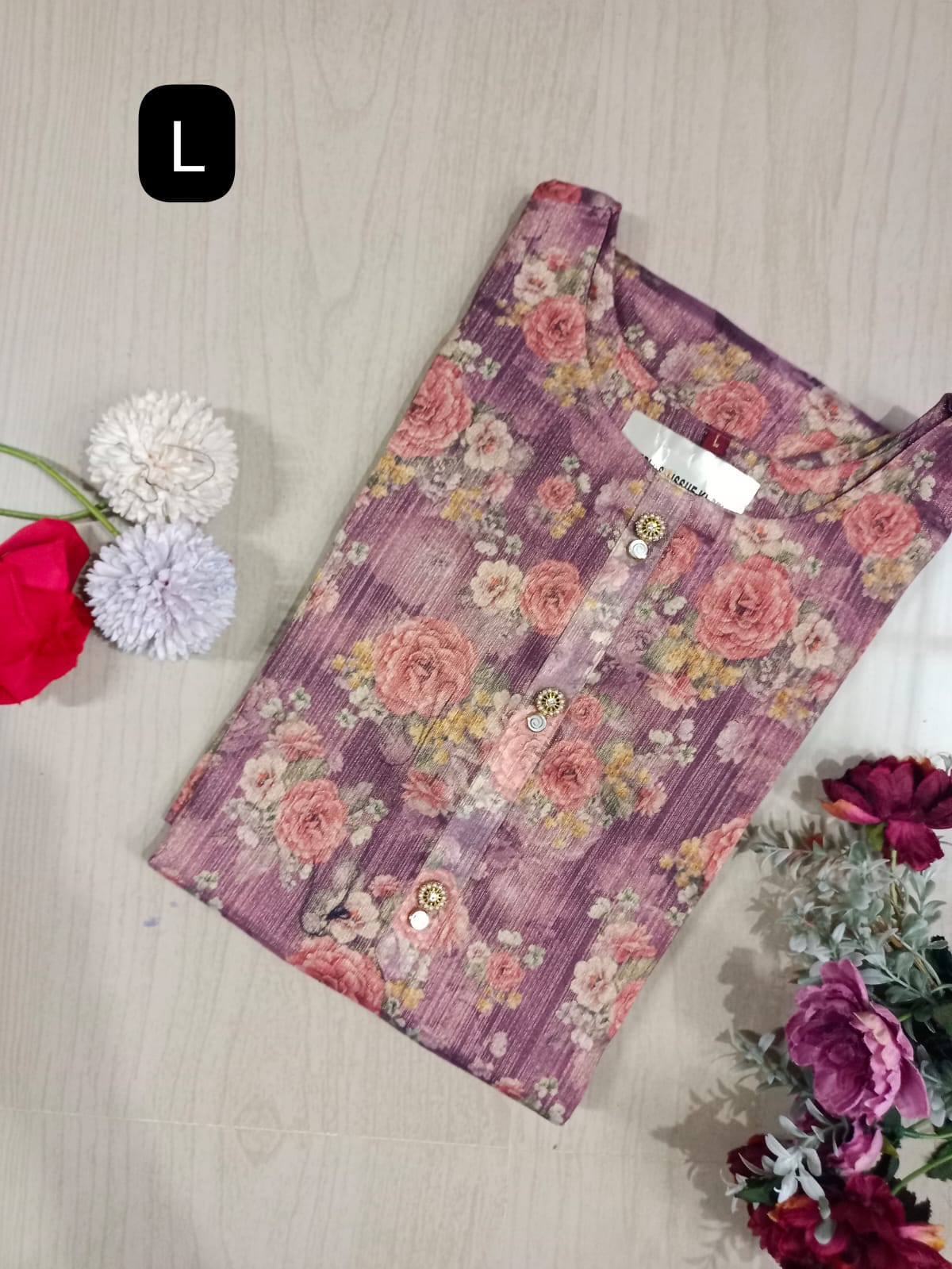 Floral Tissue Kurti - FTK23