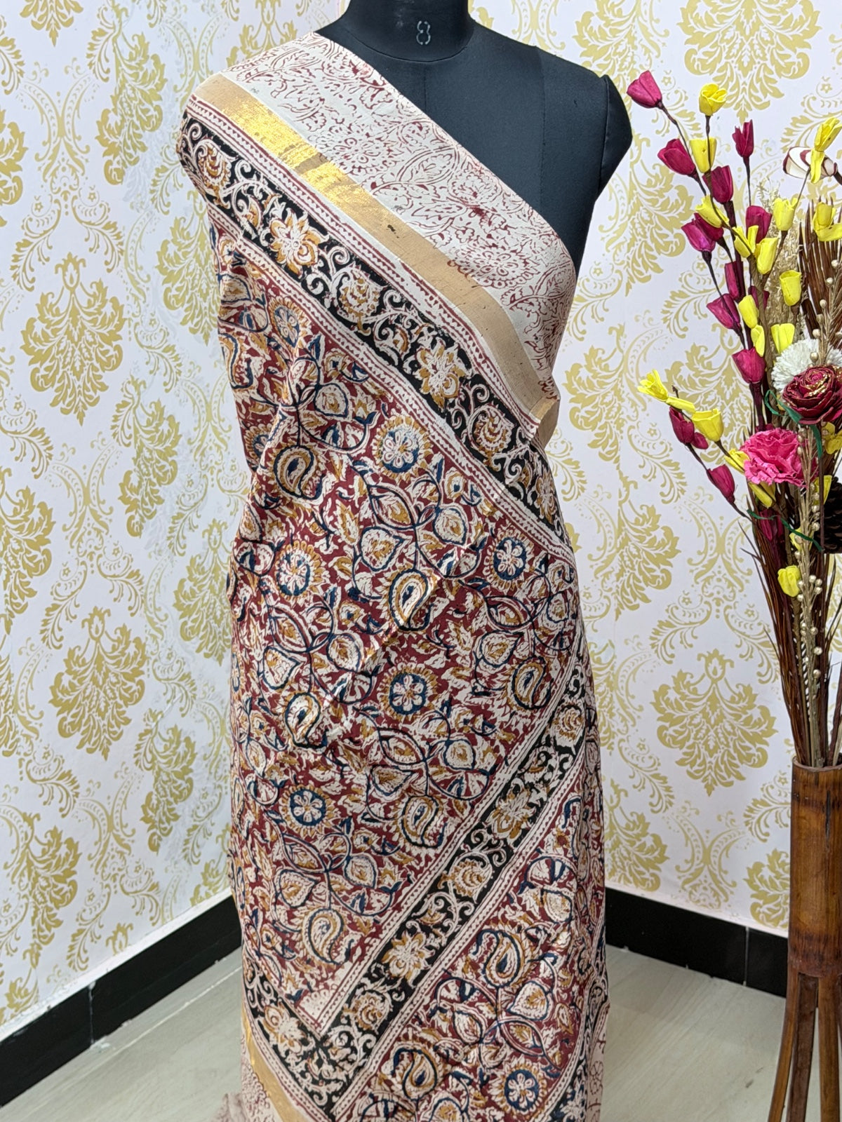 Kalamkari Zari Border Duppata KZD10