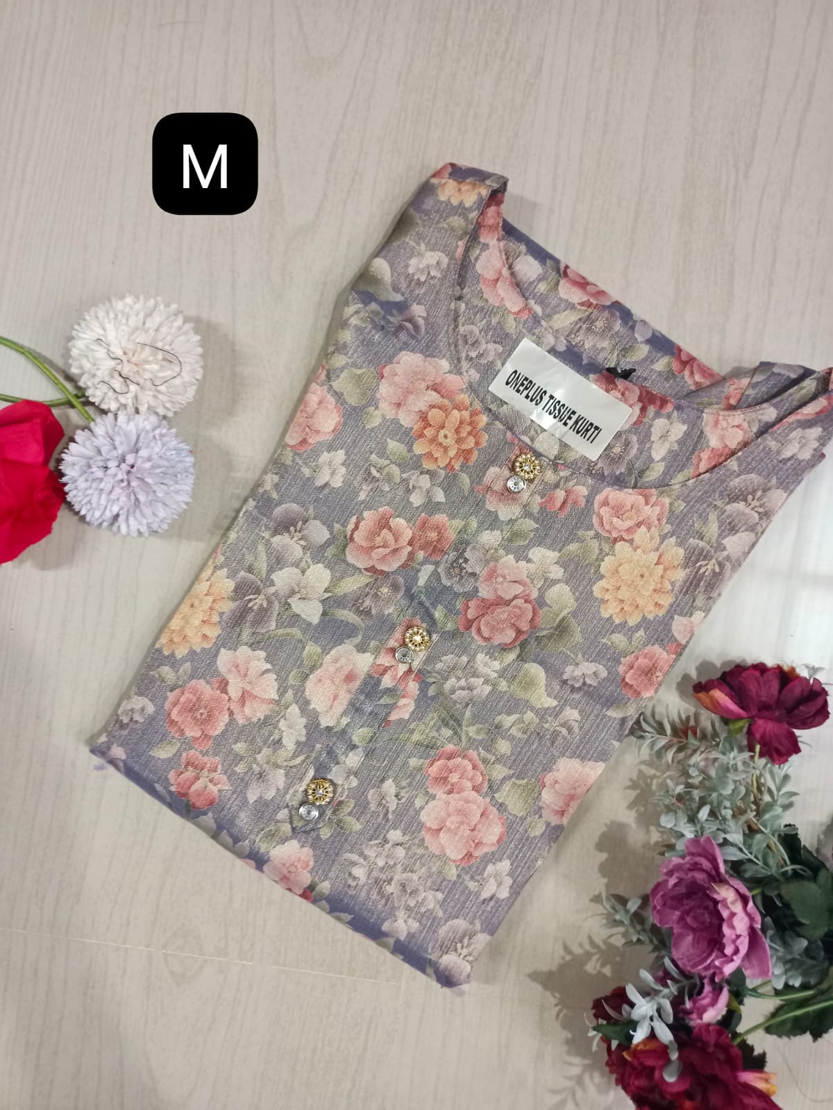 Floral Tissue Kurti - FTK24