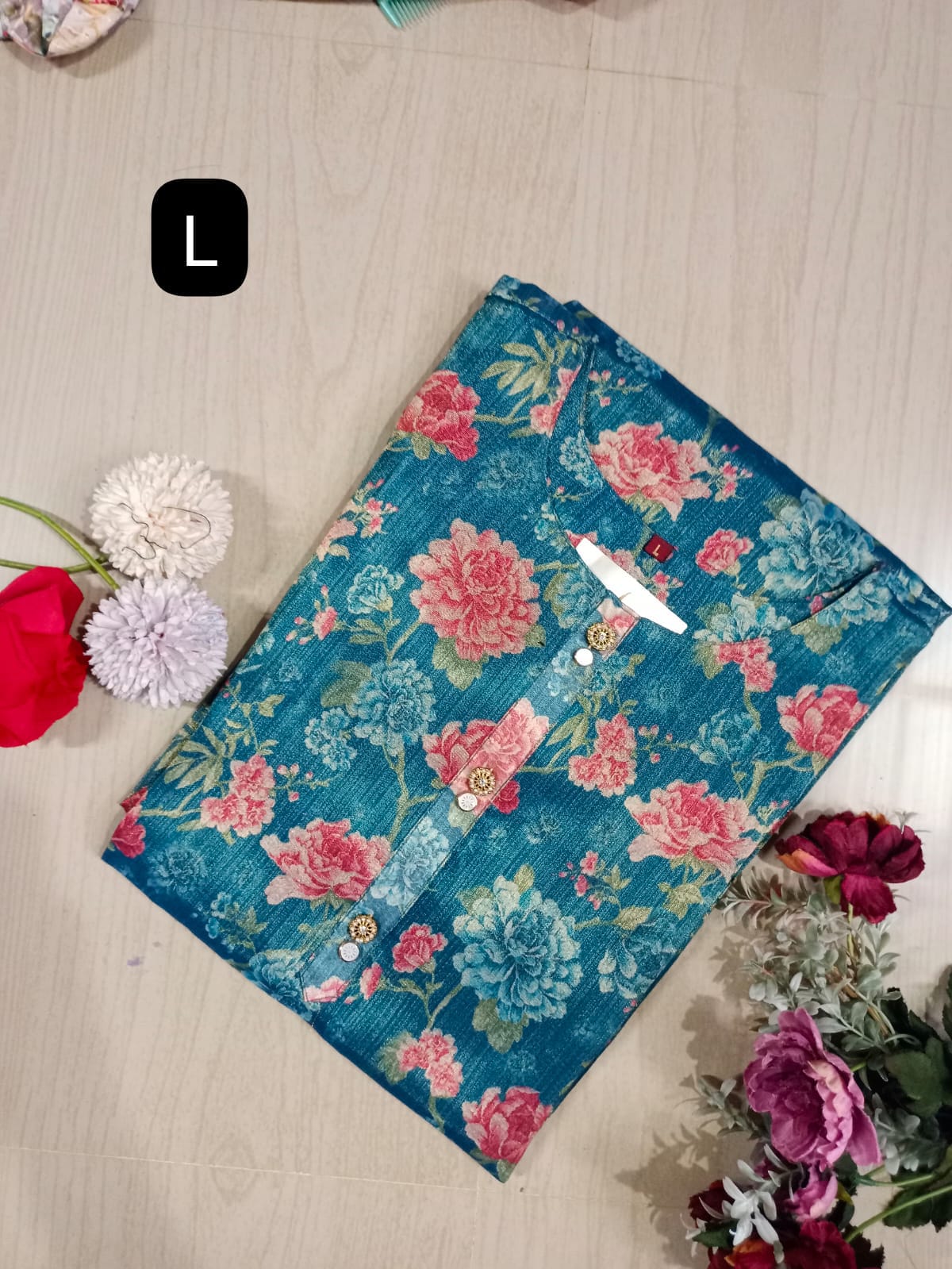 Floral Tissue Kurti - FTK25