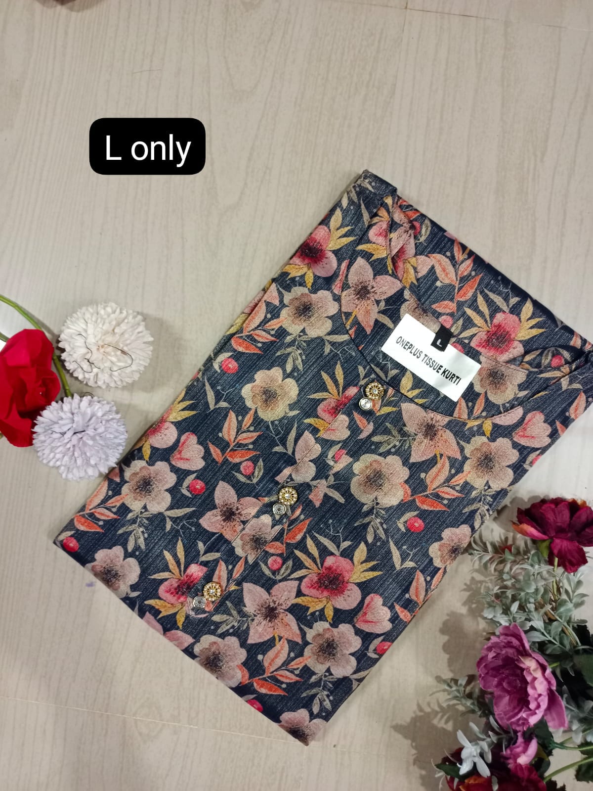 Floral Tissue Kurti - FTK26