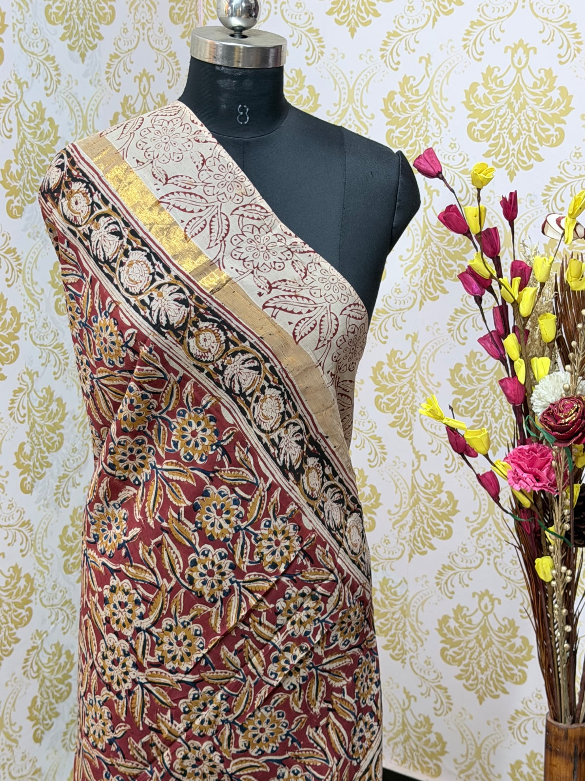 Kalamkari Zari Border Duppata KZD21