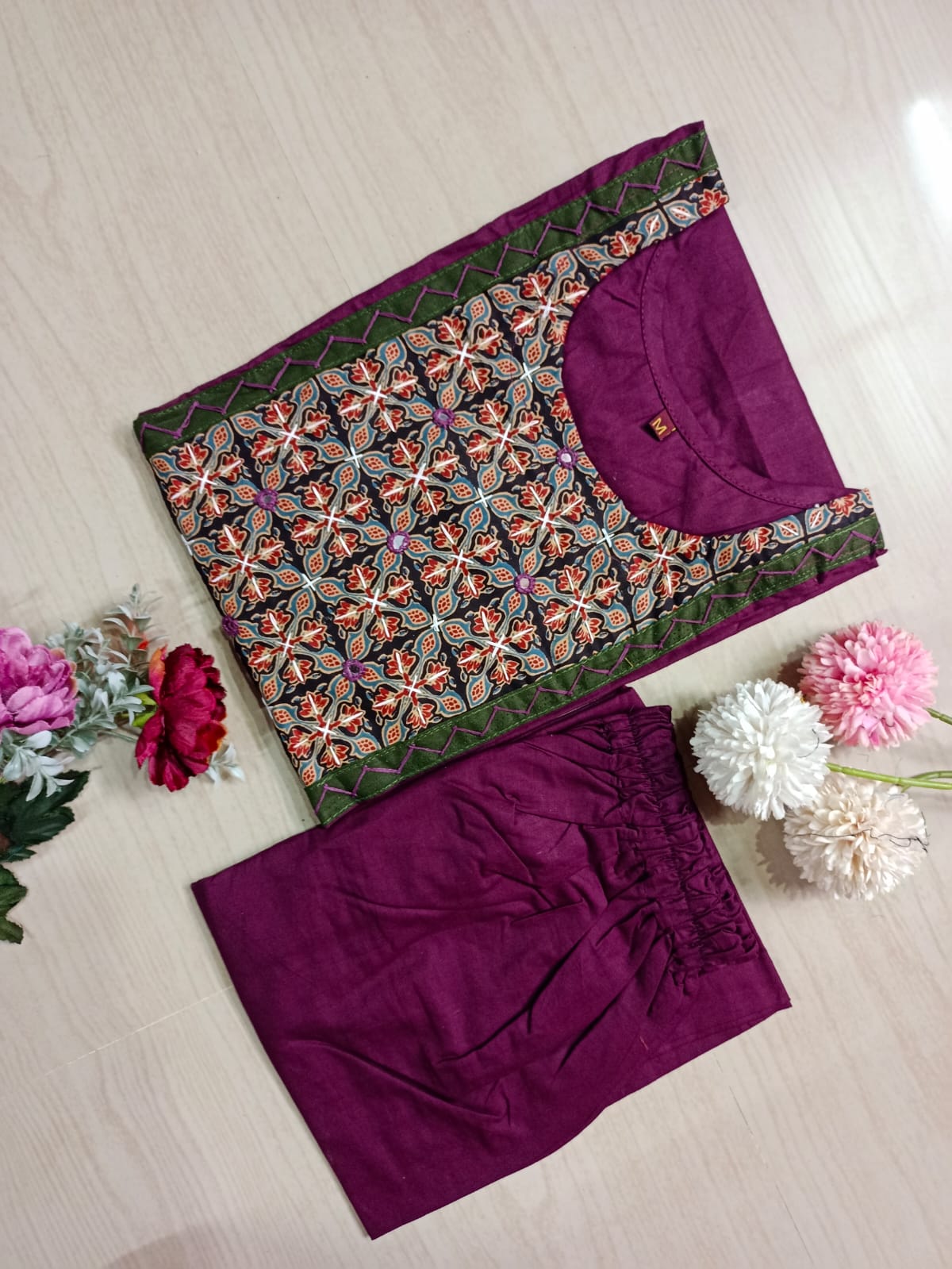 Gamthi Print Kurti - GPK05 sets colour same but each set have diff in chest print so lil may vary in the prints , No returns will be accepted for that changes
