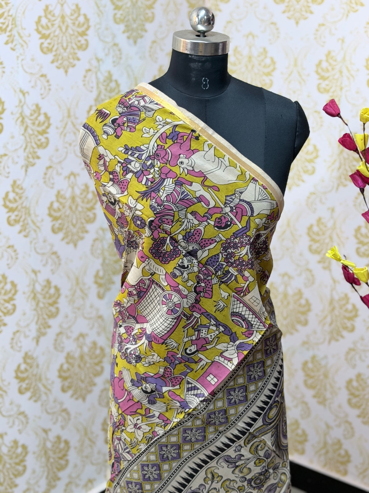 Kalamkari Zari Border Duppata KZD19