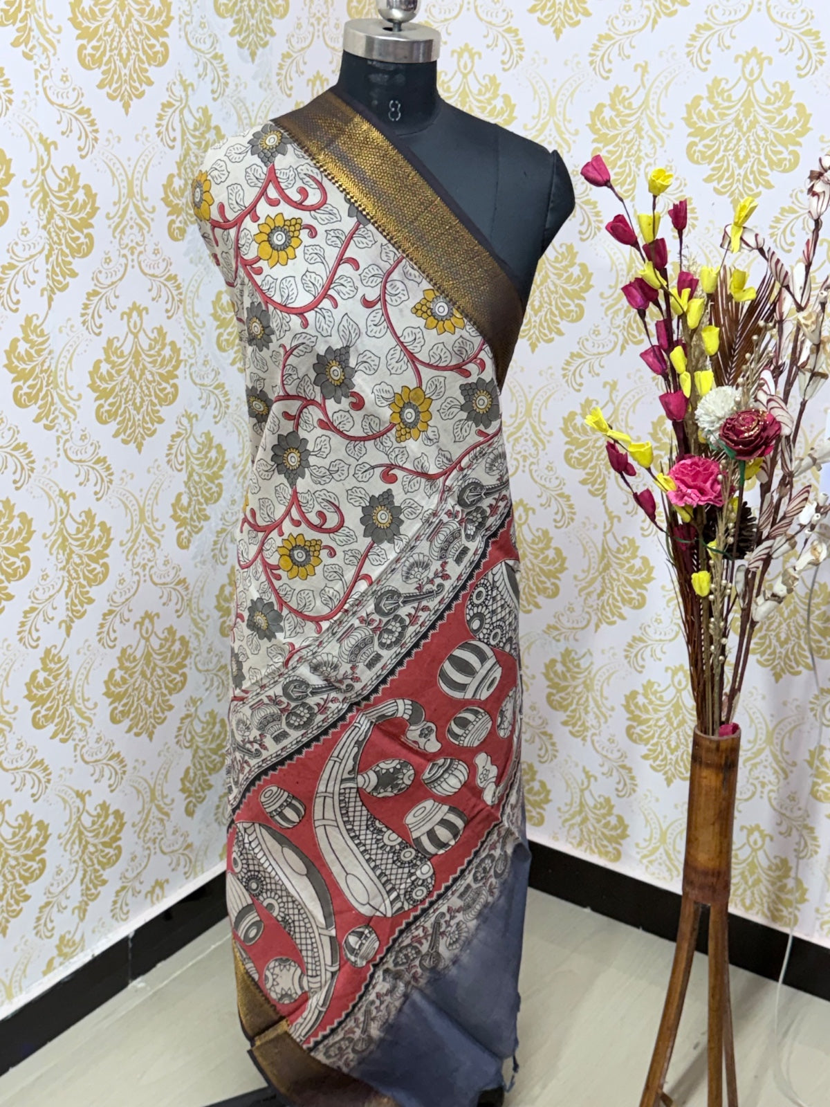 Kalamkari Zari Border Duppata KZD09