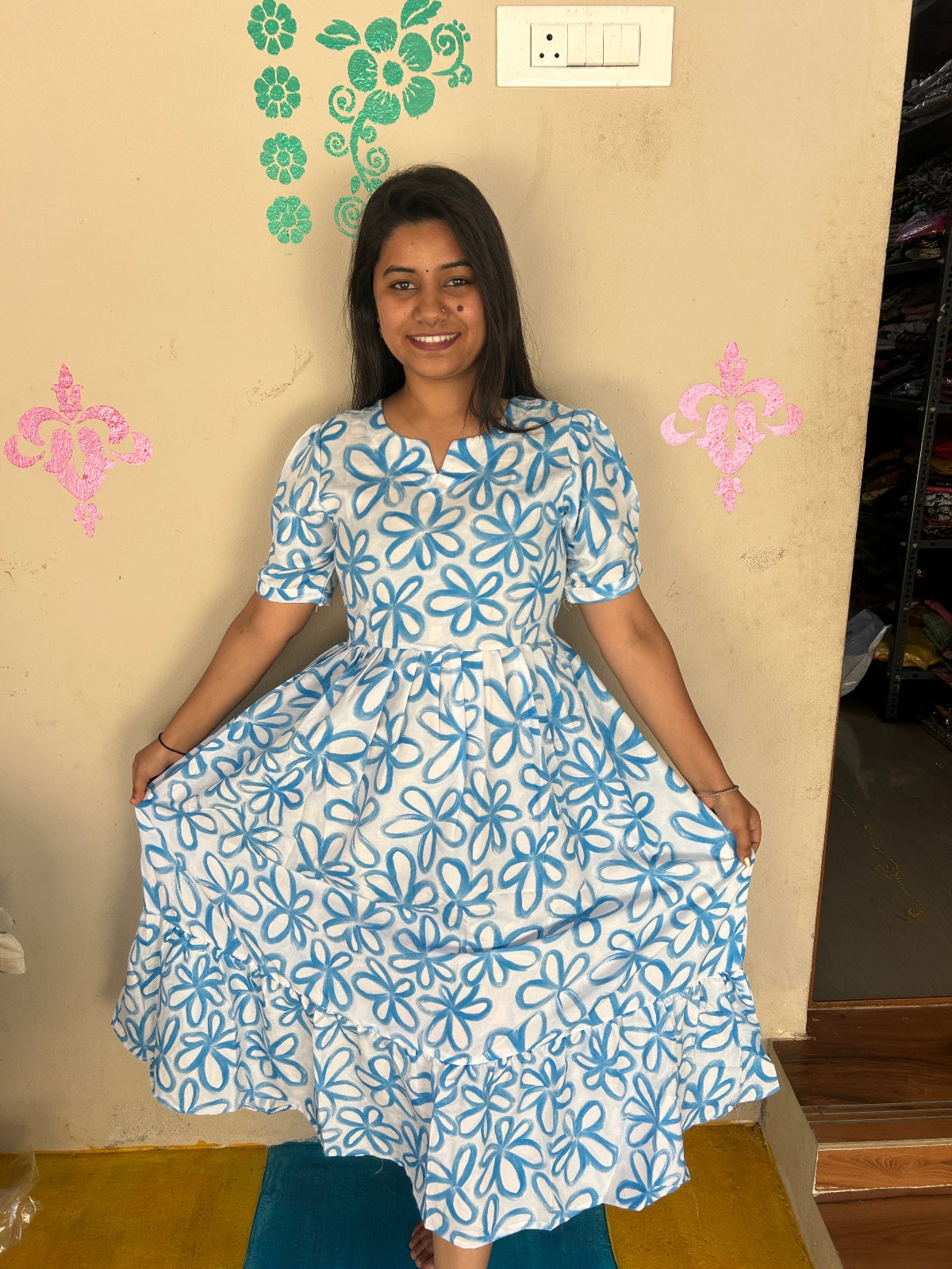 Cotton Floral Frock - CFF48
