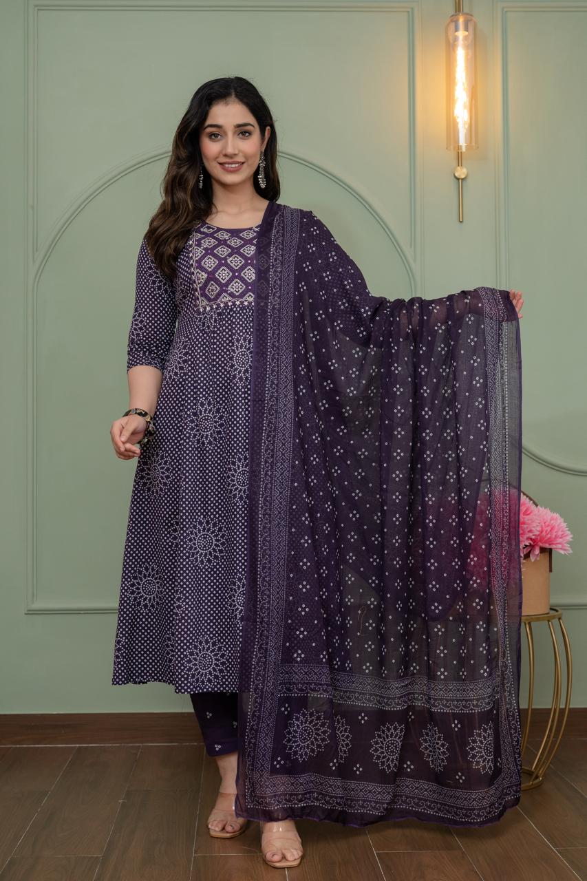 Cotton Floral Anarkali - AS14