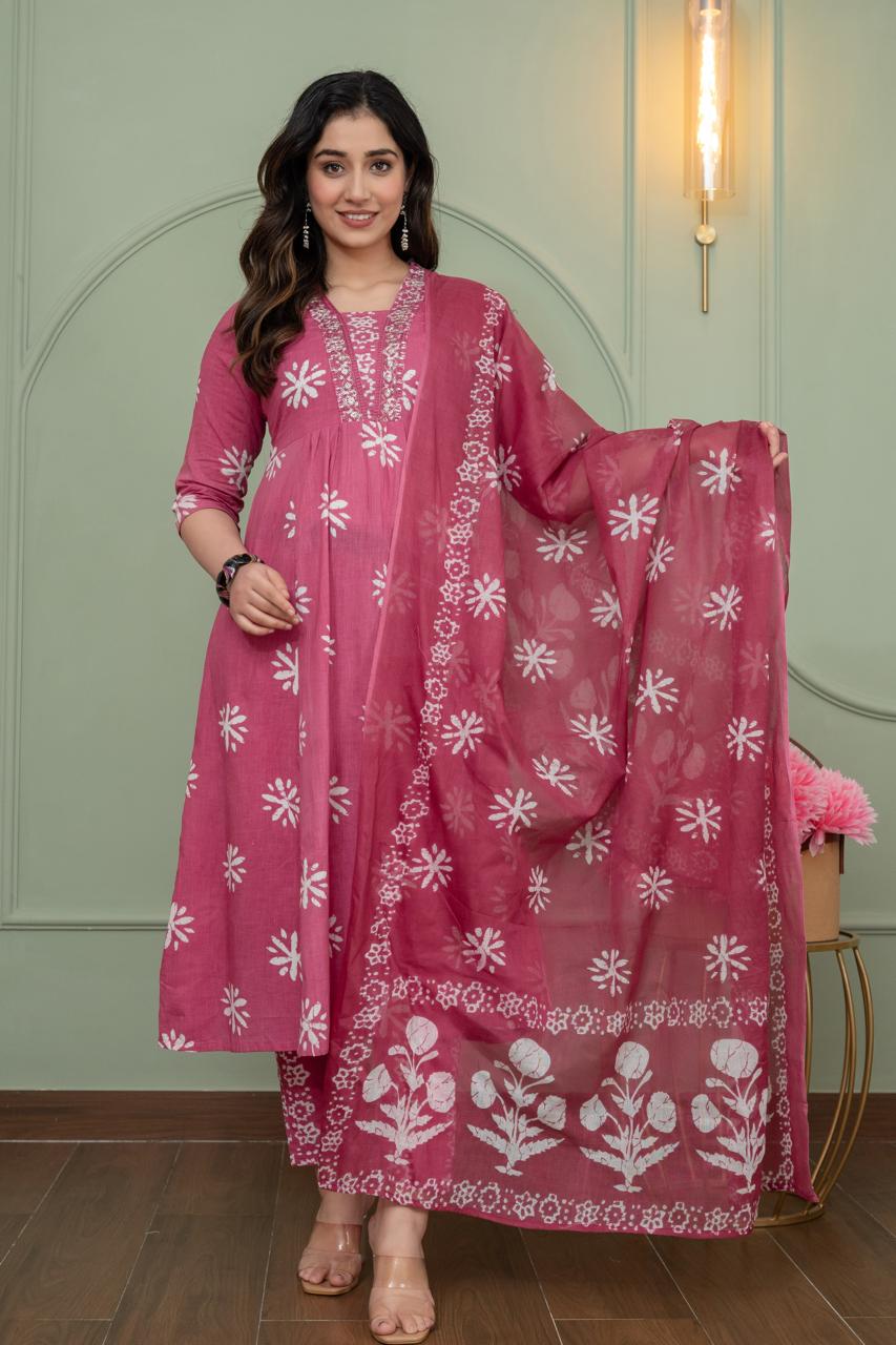 Cotton Floral Anarkali - AS11