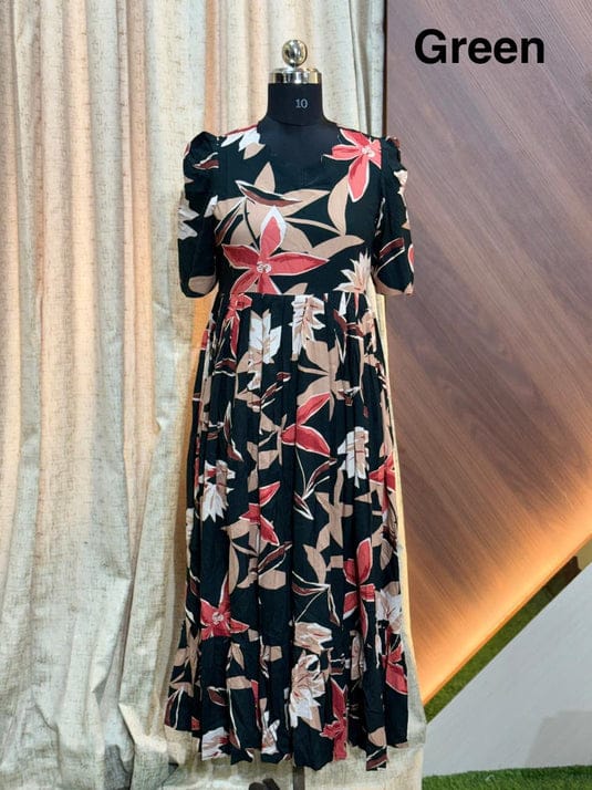 Premium Rayon Floral Frock - CFF77