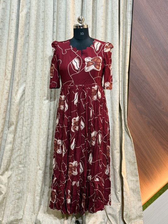 Premium Rayon Floral Frock - CFF78