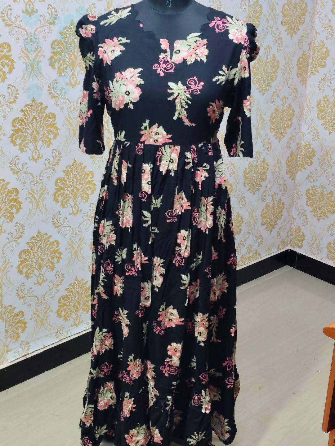 Premium Rayon Floral Frock - CFF182