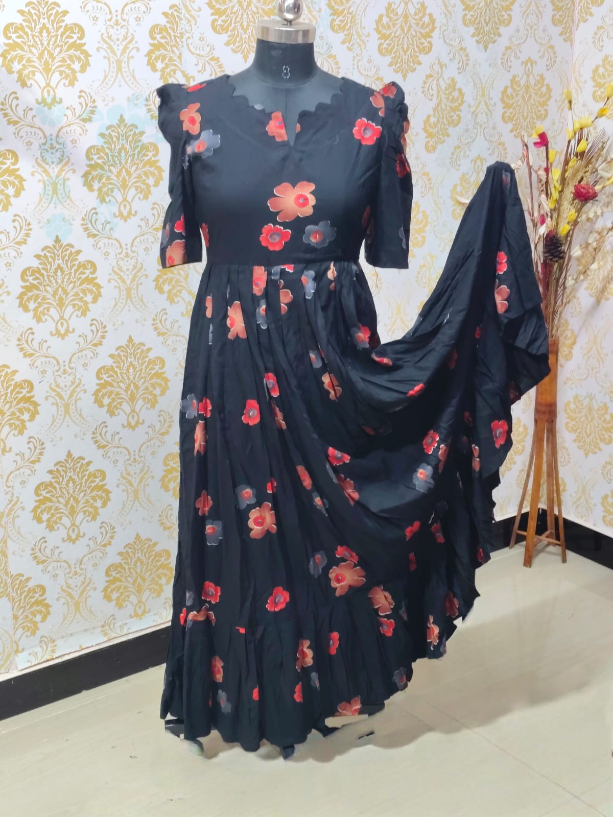 Premium Rayon Floral Frock - CFF89
