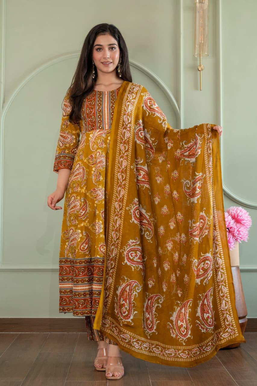Cotton Floral Anarkali (Without Phant) AS91