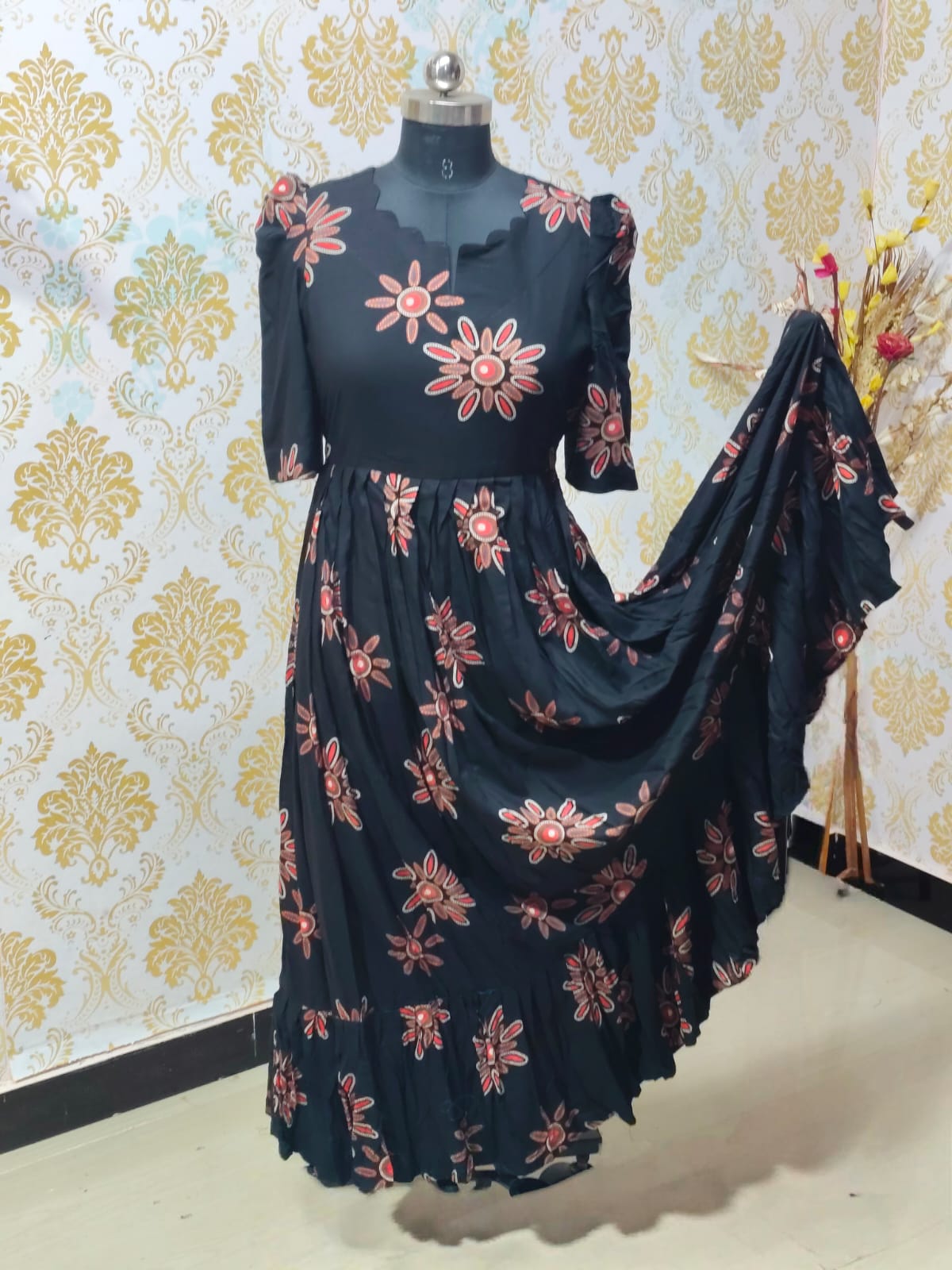 Premium Rayon Floral Frock - CFF94