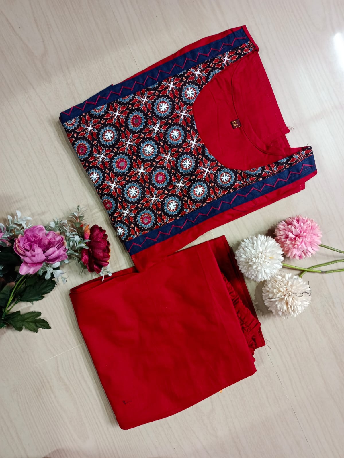 Gamthi Print Kurti - GPK09 sets colour same but each set have diff in chest print so lil may vary in the prints , No returns will be accepted for that changes