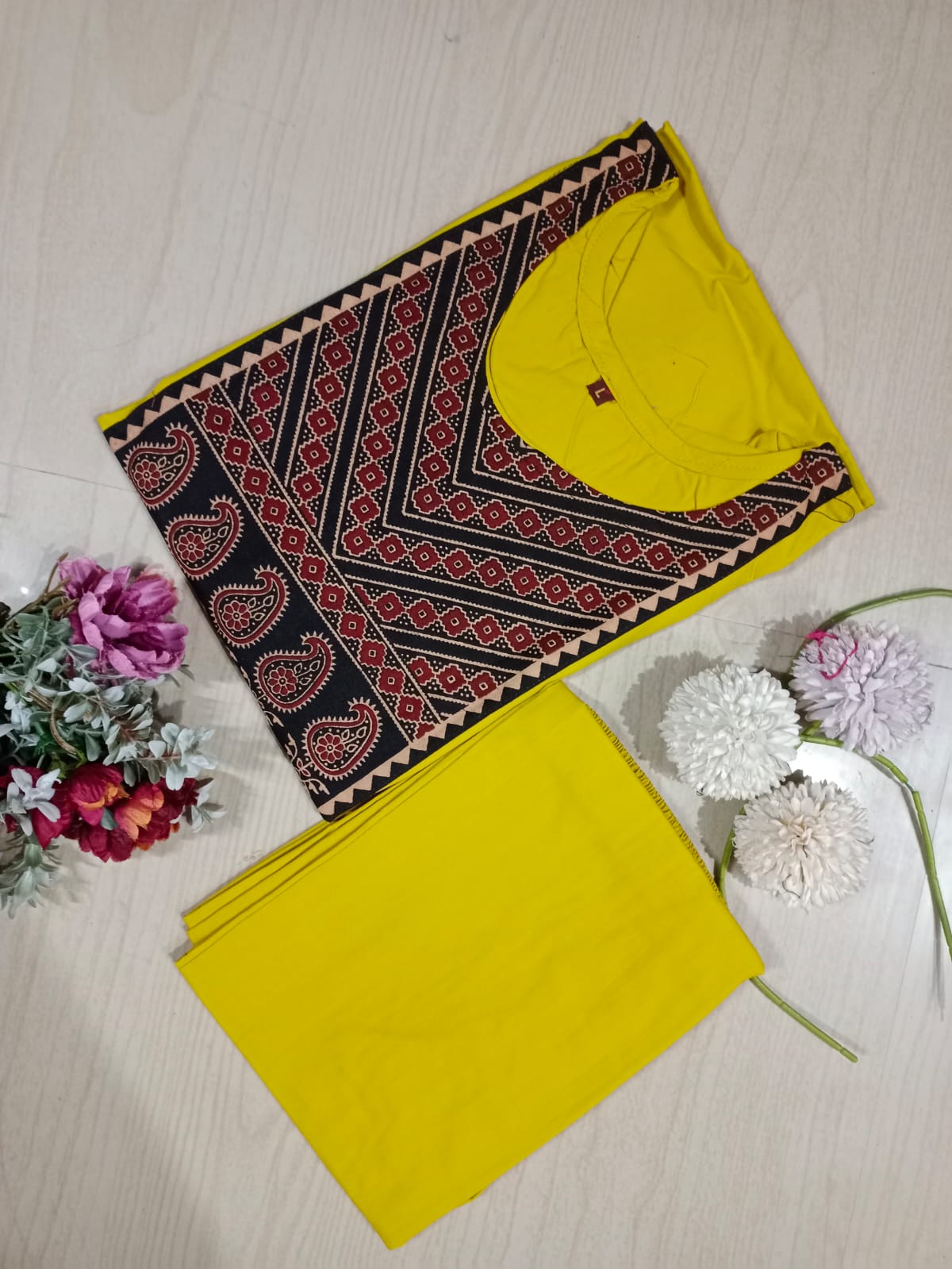 Gamthi Print Kurti - GPK31 sets colour same but each set have diff in chest print so lil may vary in the prints , No returns will be accepted for that changes