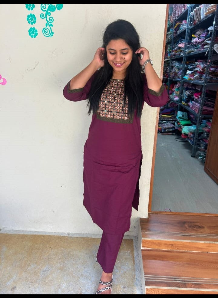Gamthi Print Kurti - GPK05 sets colour same but each set have diff in chest print so lil may vary in the prints , No returns will be accepted for that changes