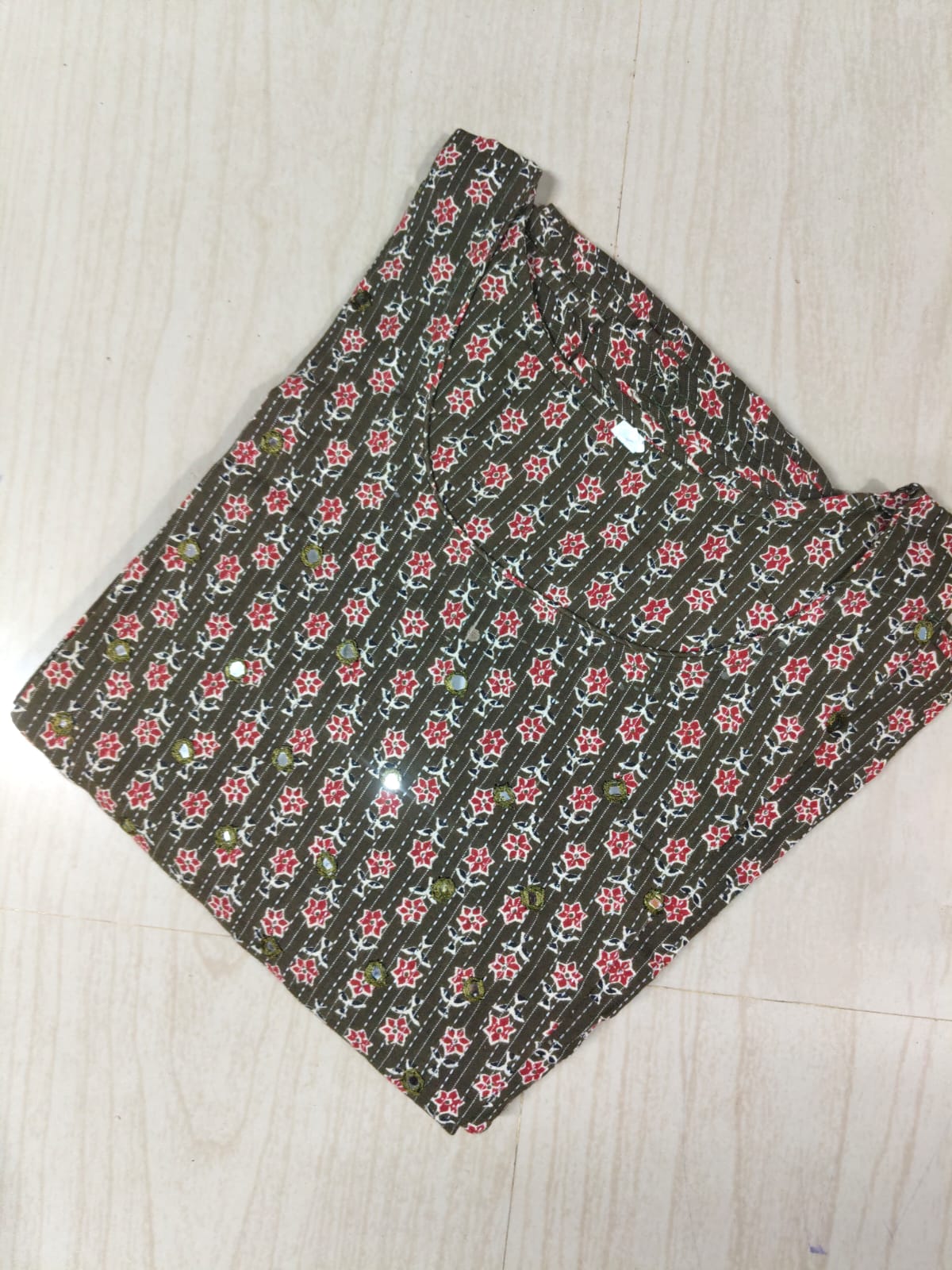 Cotton Mirror Work A Line Frock - CAF05