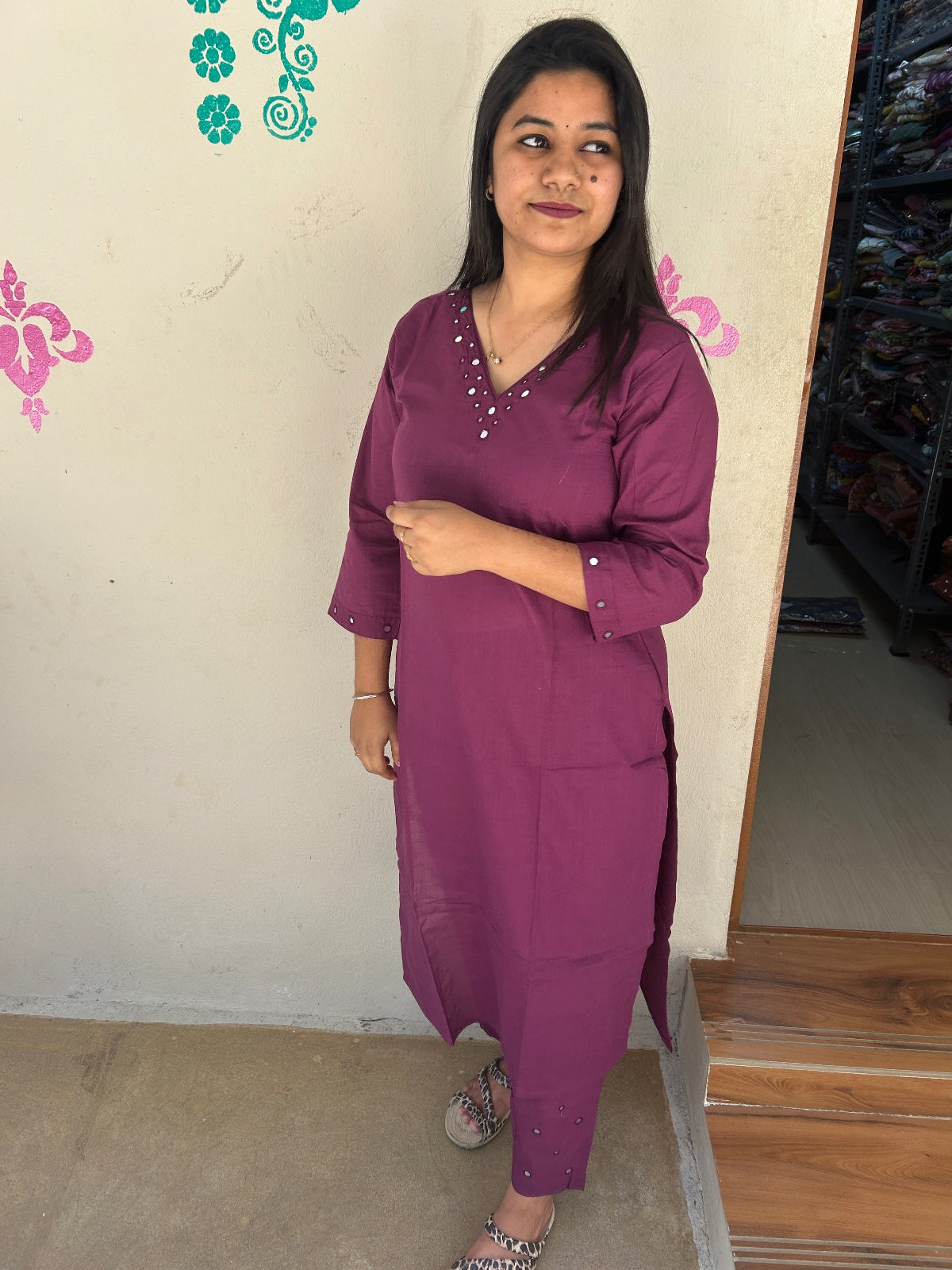 Slub Cotton Kurti With Phant - MC01